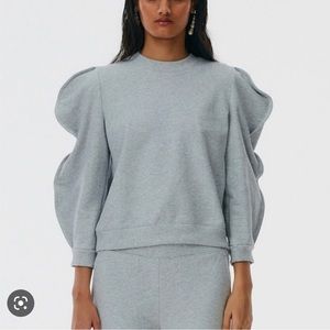 Tibi scalloped sleeve sweatshirt - Heather grey - size M